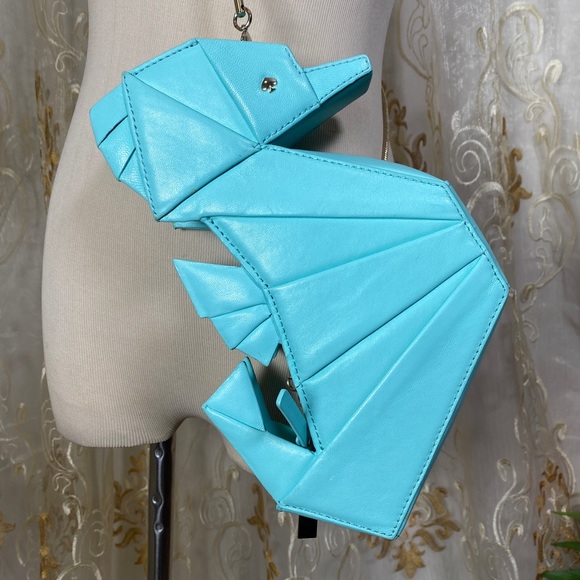 ♥️SOLD♥️KATE♠️SPADE SEAHORSE Chain Shoulder Clutch Limited Edition Blue Bag S - Picture 12 of 17